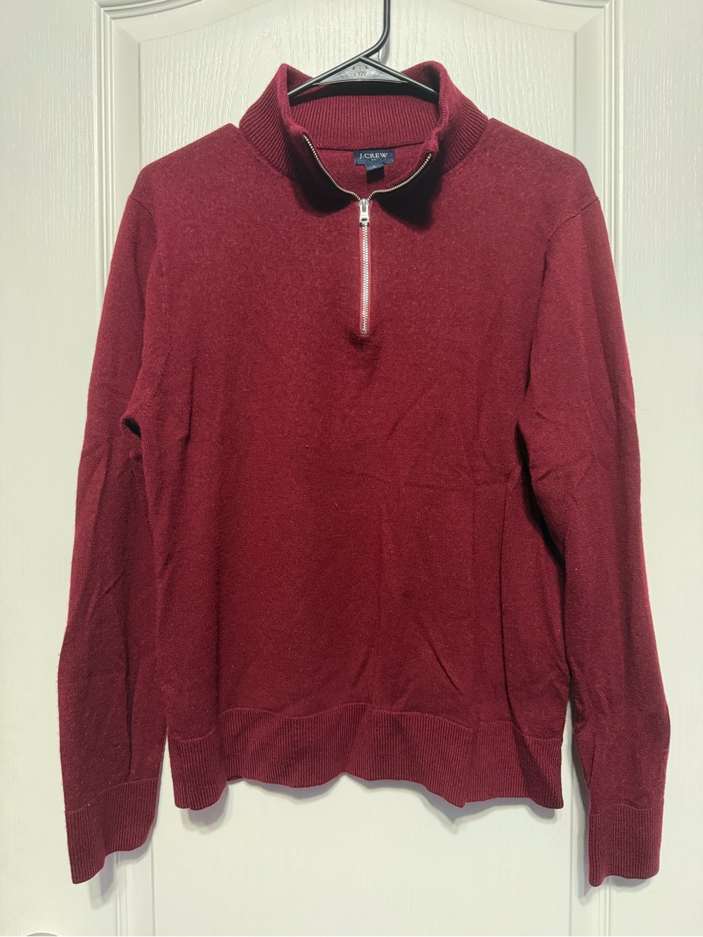 J. Crew Men's Zip-Neck Sweater in Deep Wine